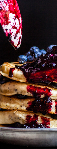 Pancakes with blueberry sauce