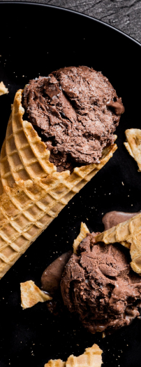 Chocolate ice cream in a waffle cone